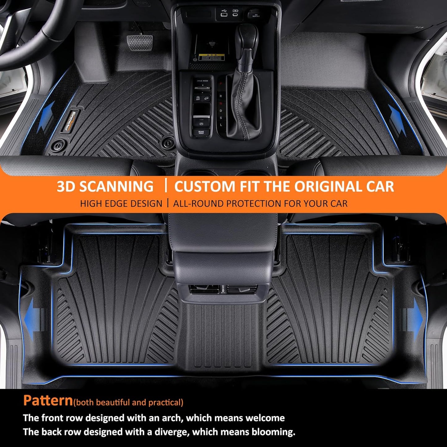 Binmotor-All Weather Floor Mats Cargo Liner for Nissan Rogue 2025 2024 2023 2022 2021 (NOT for Rogue Sport), Car Mats with Trunk Mat Full Set, Heavy Duty Car Floor Liners for Rogue Accessories