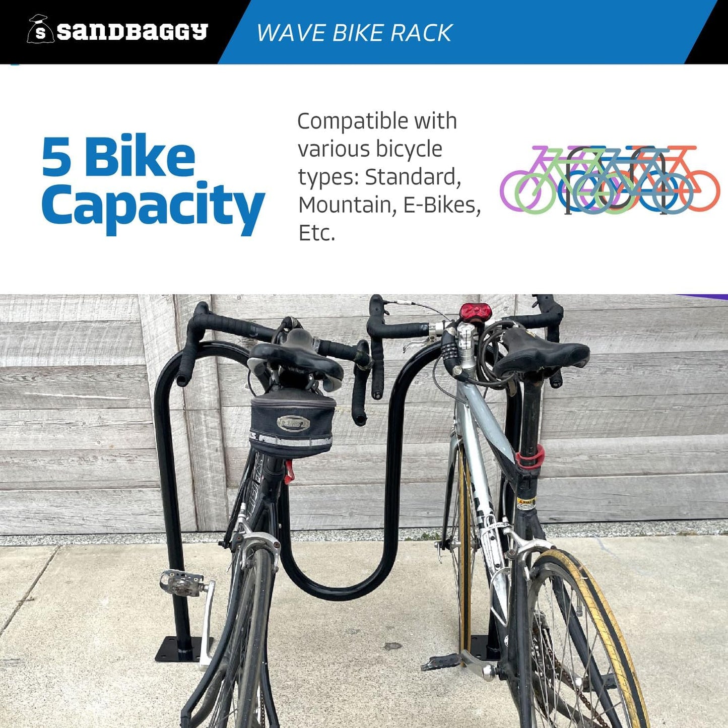 Sandbaggy Commercial Bike Racks - Galvanized Steel - Anti-Theft Design - In Ground, Apartments, Sidewalks, Industrial