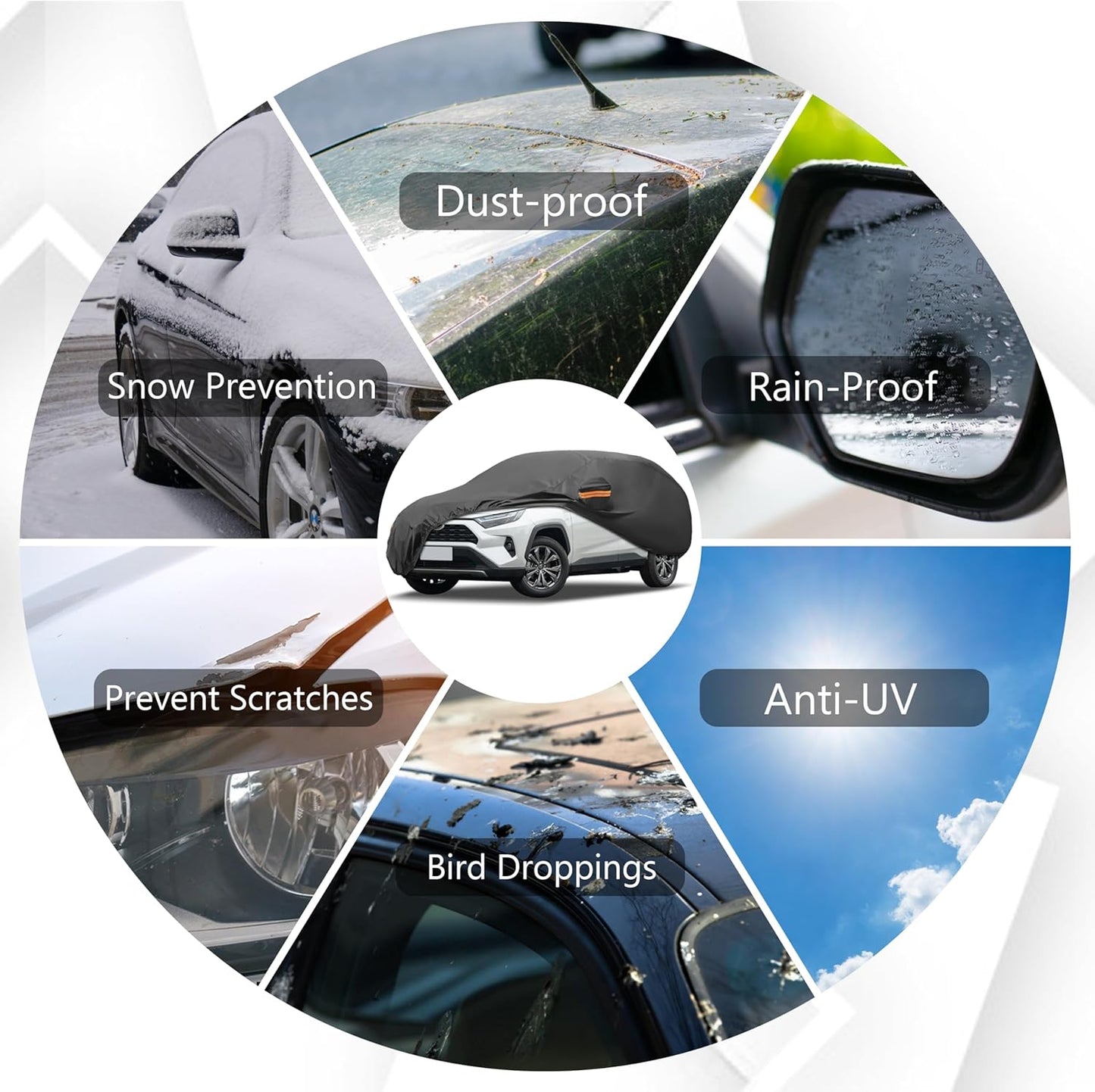 MORNYRAY Compatible with Toyota Tacoma,Car Cover Outdoor Waterproof Sun Rain Snow Hail Protection with Driver Door Zipper (Black, Custom Fit Toyota Tacoma)