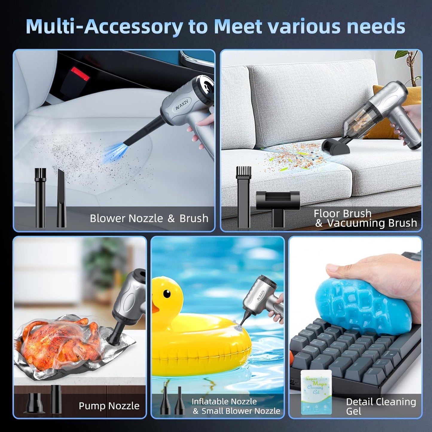 2-in-1 Car Vacuum & Air Duster 70W/16kpa/1200000RPM/35 Mins,High Powerful Dust Cleaner Portable Compressed Air Blower,Lightweight Handheld Mini Vacuum for Car/Home/Office