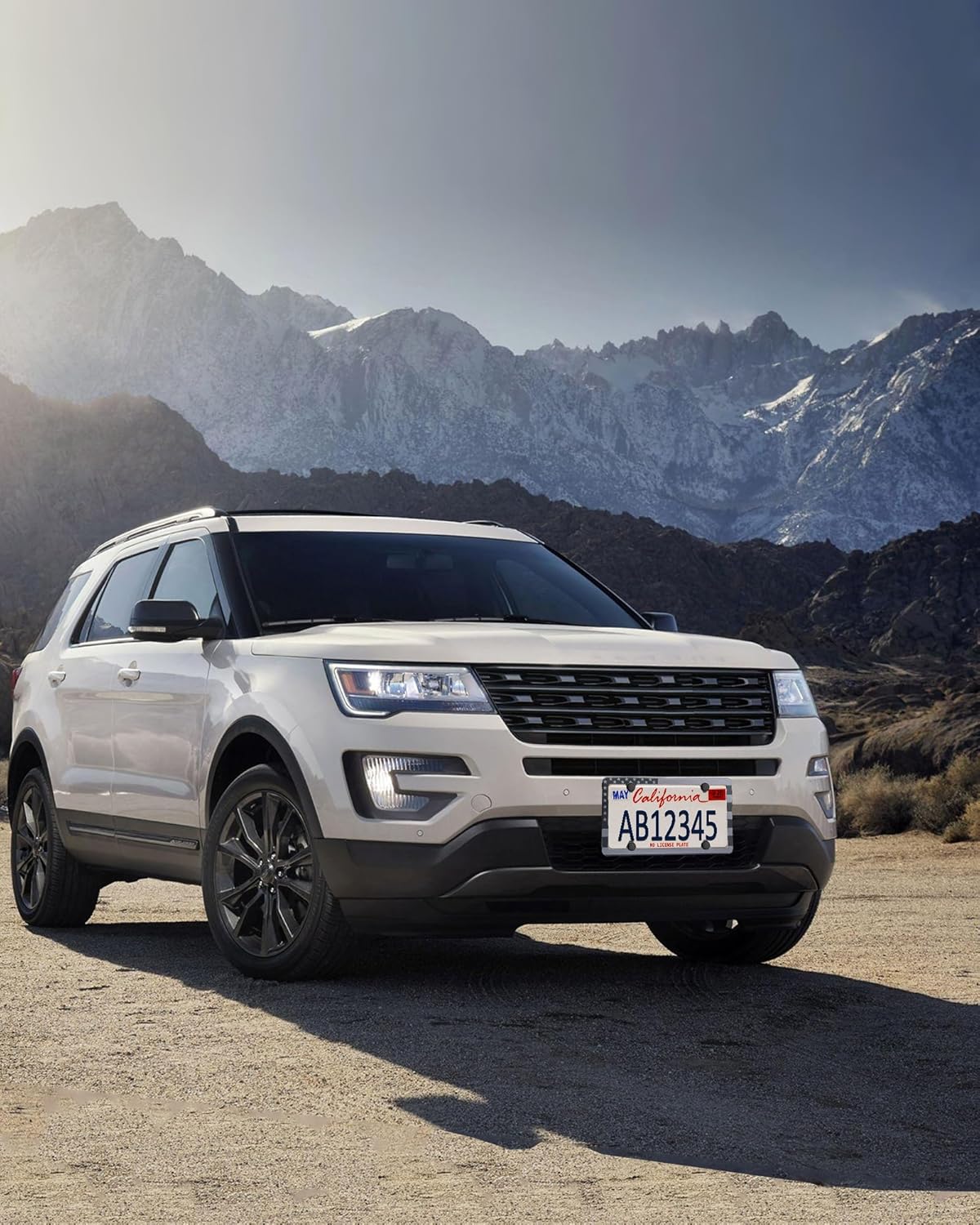 American Flag License Plate Frames - 2 Pack Black Stainless Steel Front Rear Car Tag Frames Printed with Patriotic USA Flag Pattern, with Decals Screws Caps