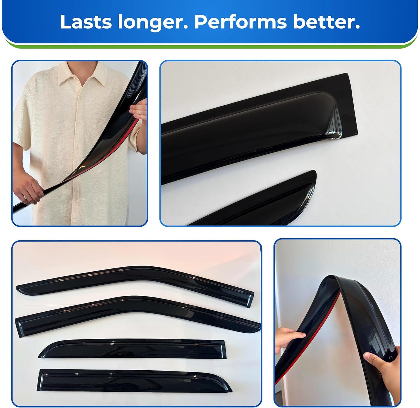 KPY Window Visor Rain Guard Compatible with Honda Accord Sedan 2003-2007, 4PC Side Window Vent Deflectors Tape-On Mugen Style, 2003 2004 2005 2006 2007