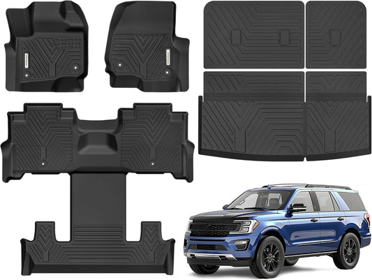 YITAMOTOR Floor Mats Fit for 2018-2025 Ford Expedition 7-Seater（Not Fit for MAX/Limited Model,TPE All Weather Custom Fit for Expedition with Backrest, Back Seat Protector for Expedition Accessories