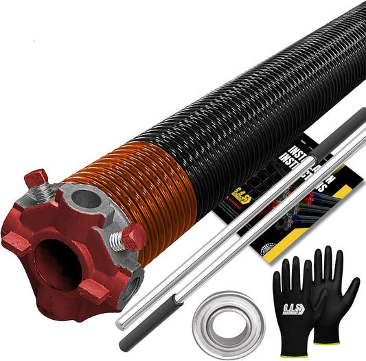 Garage Door Torsion Spring 192x2x24 Torsion Springs for Left Side of Garage Door with 1" Steel Bearing, Gloves, and Winding Bars Precision E-Coating 5-Year Warranty Minimum 30,000 Cycles (Red Cone)