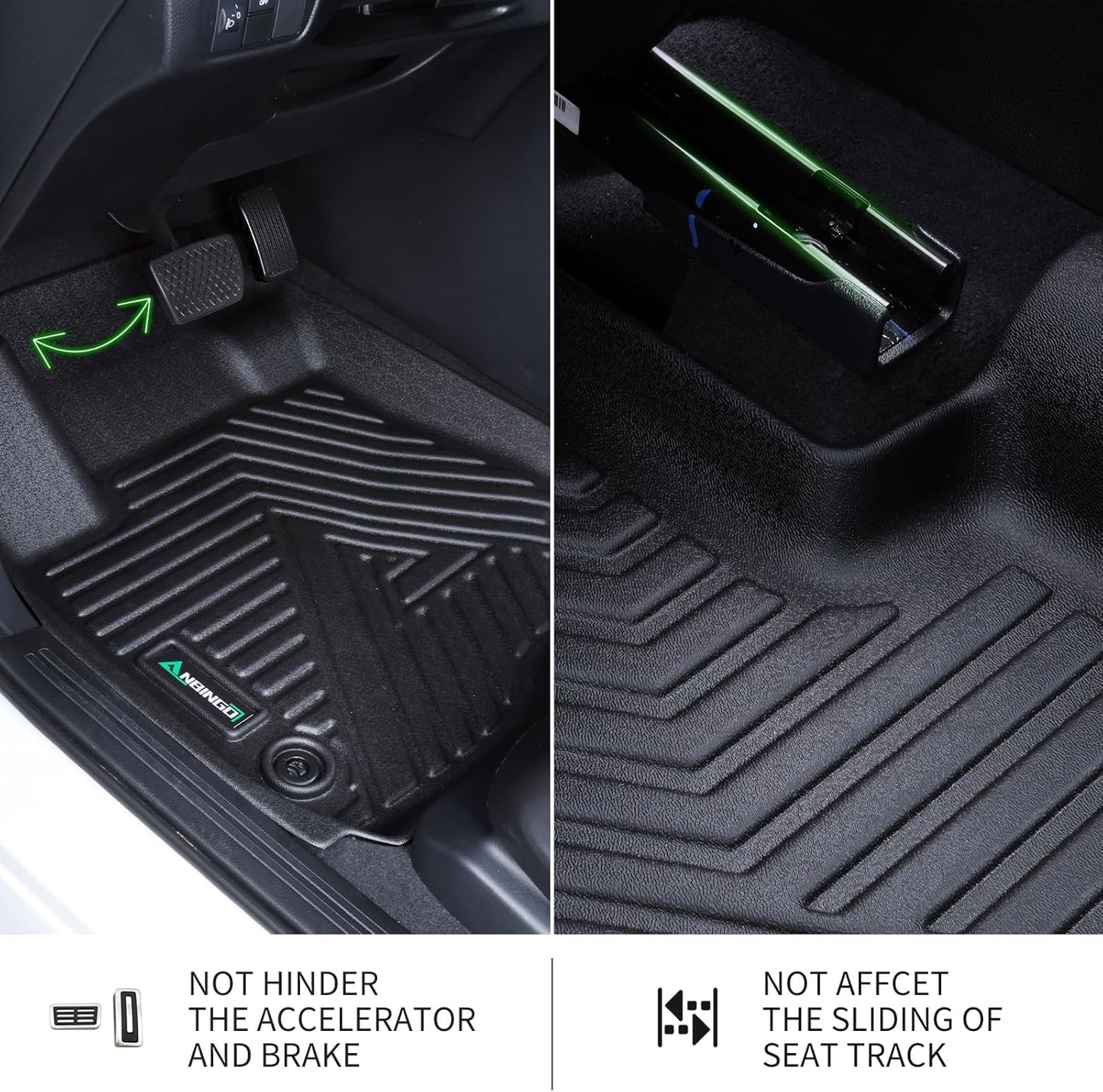 ANBINGO® Floor Mats & SeatBack Cargo Liner | CX90 2024-2025 8 Passenger | 2nd Row with Bench Seat | (60/40 Velcro Tape Fixed Backmats) TPE 3 Rows Waterproof Car Mat