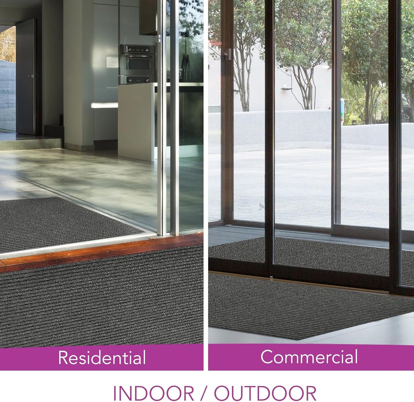 iCustomRug Spartan Weather Warrior Duty Indoor/Outdoor Utility Ribbed in 3ft,4ft,6ft Widths 70 Custom Sizes with Natural Non-Slip Rubber Backing 4'X16' in Charcoal