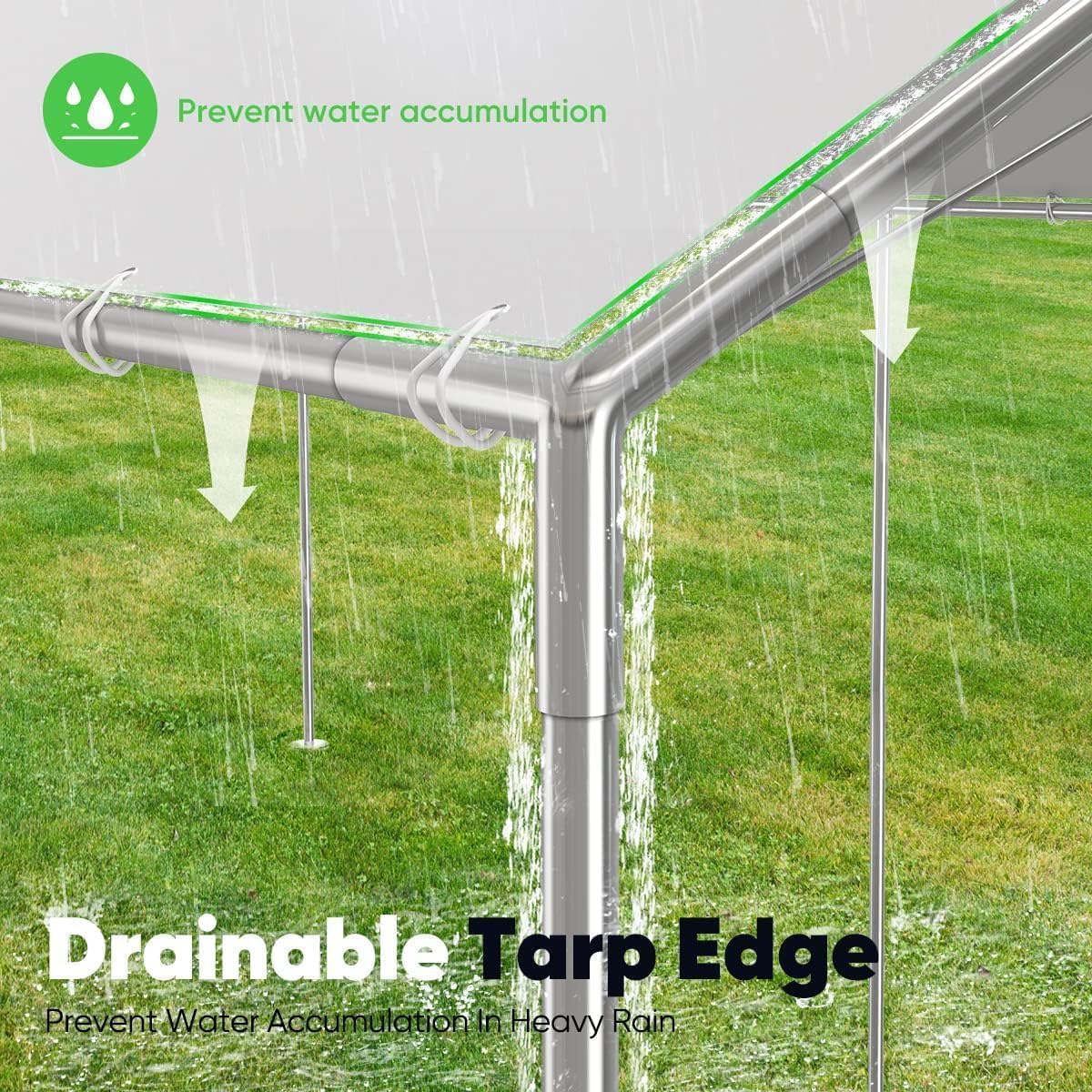 Quictent 10x20 ft Heavy Duty Car Canopy Galvanized Frame Carport Outdoor Party Tent Boat Shelter with 3 Reinforced Steel Cables - Grey