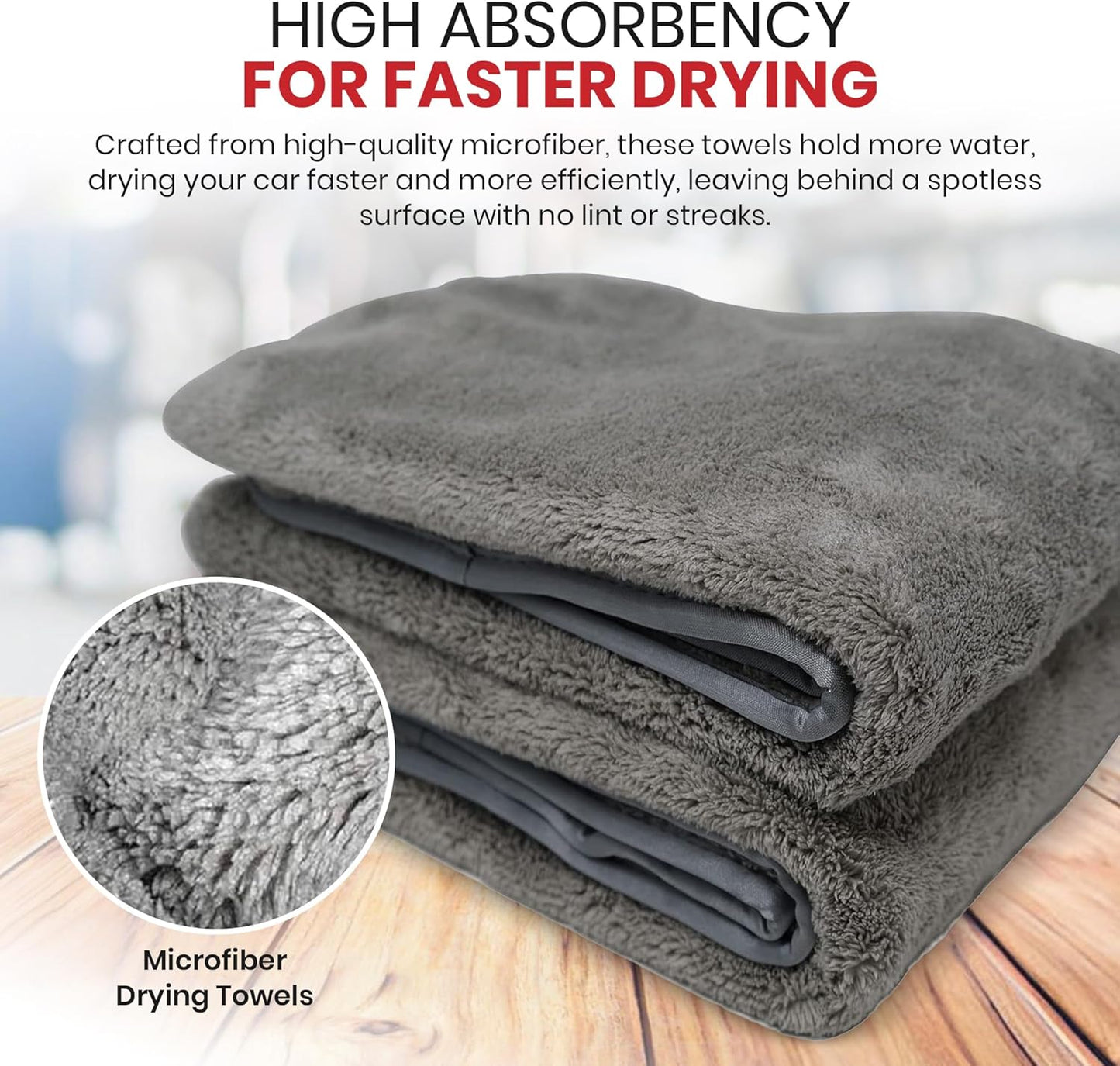 Microfiber Towels for Cars – Ultra-Absorbent Car Drying Towels, Scratch-Free and Lint-Free, High Absorbency Microfiber Cleaning Cloths, Ideal Detailing Products, 36" x 25" - 2 Pack