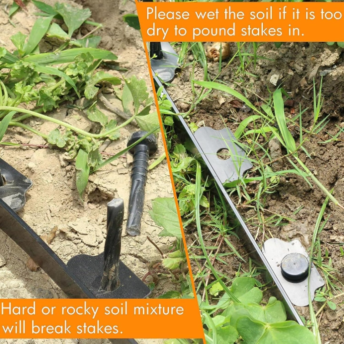 Landscape Edging Stakes, 120 Pcs 8" Plastic Garden Spikes, Spiral Nylon Anchoring Spikes for Paver Edging, Weed Barriers, Artificial Turf, Tent, Grass Pathway and More, Black