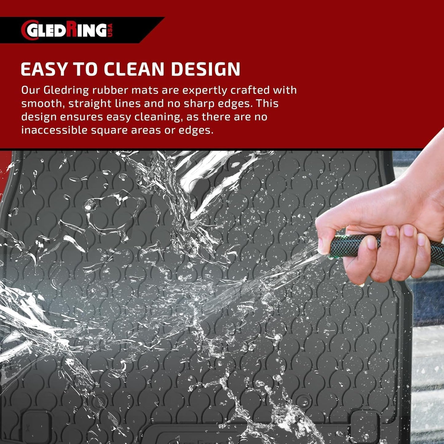 Gledring USA Custom Fit All-Weather Rubber Floor Mats Intended for Mercedes Benz EQS (V297) 2022-2025, No Trimming Required, Tailored Custom Fit, Protects from Rain, Mud, & Snow