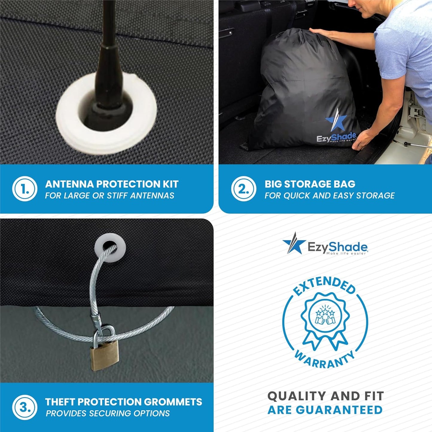 EzyShade 10-Layer Waterproof Sports Car Cover. See Vehicle Size-Chart for Accurate Fit. All Weather Full Outdoor Covers. Corvette Mustang Porsche. Sun Snow Wind Rain. Black, Size C3 (See SizeChart)