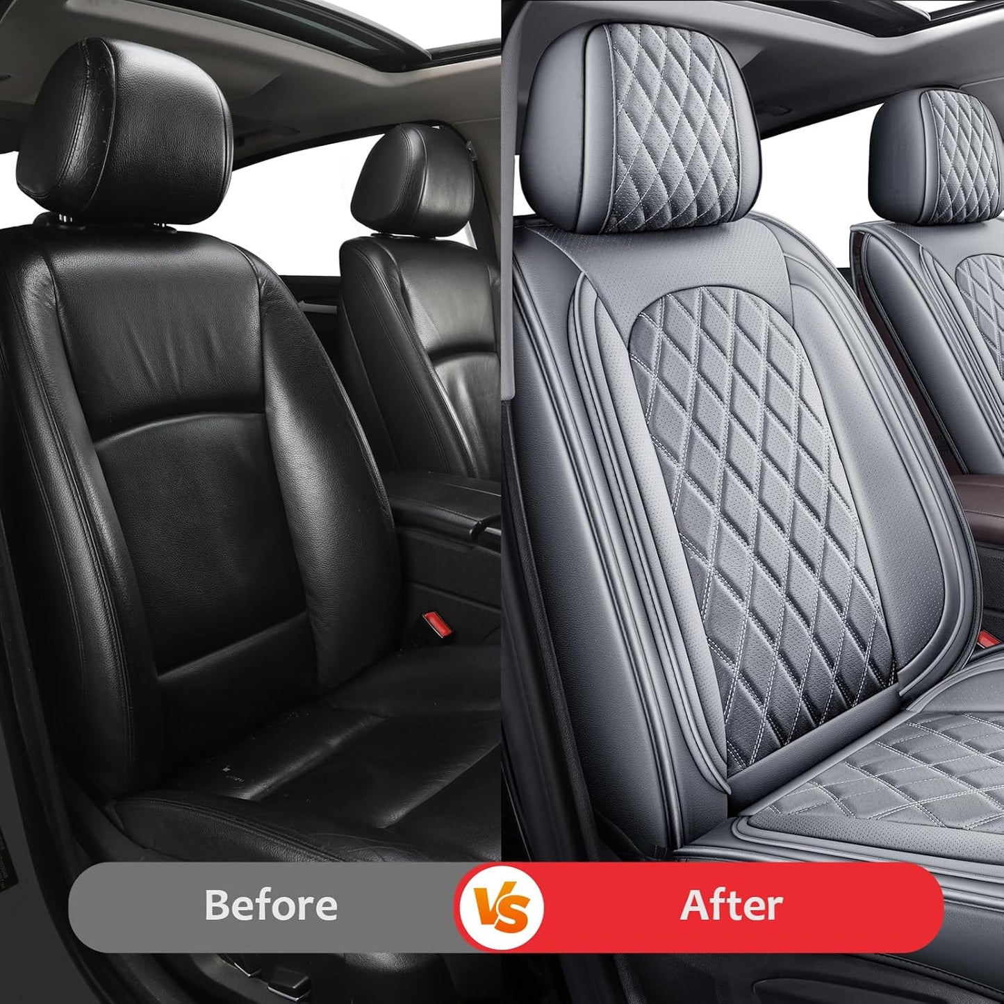 MIROZO Dodge Ram Seat Covers with Split Bench 40/60,Waterproof Truck Ram Seat Covers Compatible with 2009-2025 Dodge Ram 1500 2500 3500 Truck Pickup Crew Quad Cab (Gray,Full Set Curved Back)