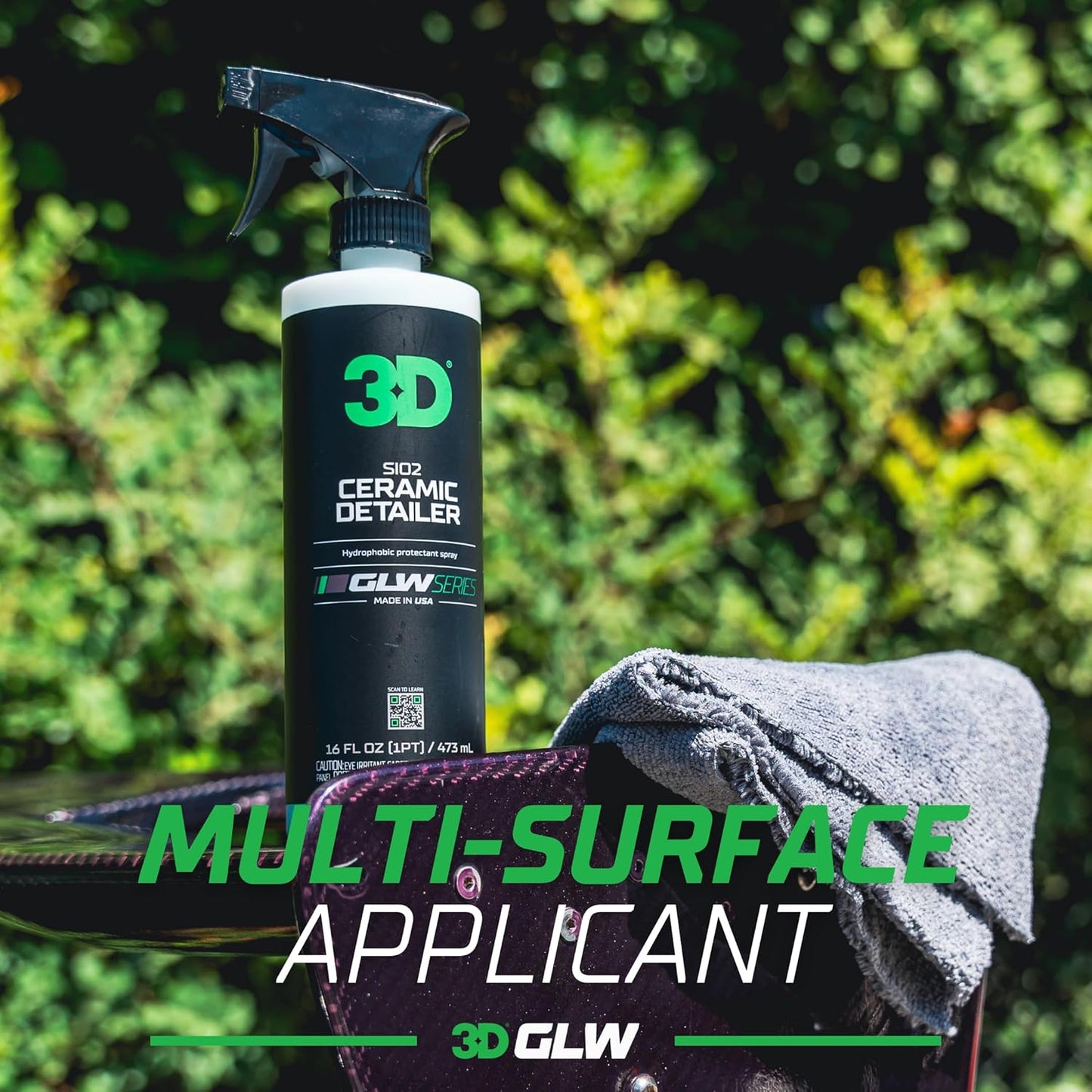 3D Ceramic Detailer, GLW Series | Hyper Gloss Finish | SiO2 Peak Hydrophobic Top Coat | Extends Life of Waxes, Sealants, Coatings | DIY Car Detailing Spray | 64 oz