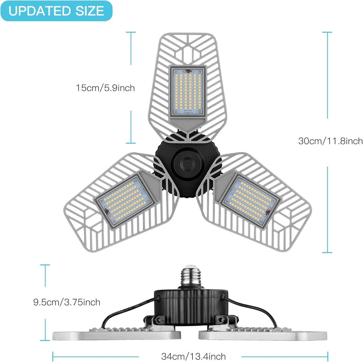 LED Garage Lights, Deformable LED Garage Ceiling Lights 9000 Lumens, 82W CRI 80 Led Shop Lights for Garage, Adjustable Garage Lights, Led Garage Lighting (No Motion Activated) (1-Pack)