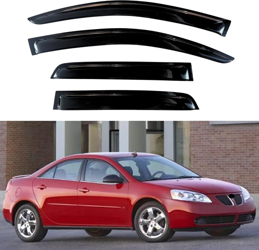 KPY Window Visors Compatible with Pontiac G6 2005-2010, 4PC Rain Guard Side Vent Deflectors Tape-On Style, 2005 2006 2007 2008 2009 2010