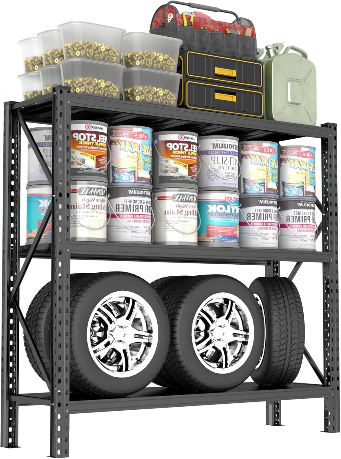 Heavy Duty 5-Tier Metal Shelving Unit with Adjustable Heights - 67" W x 63" H x 19.6" D, 4500 lbs Load Capacity - Industrial Garage Storage Solution for Workshop, Basement, and Home Organization
