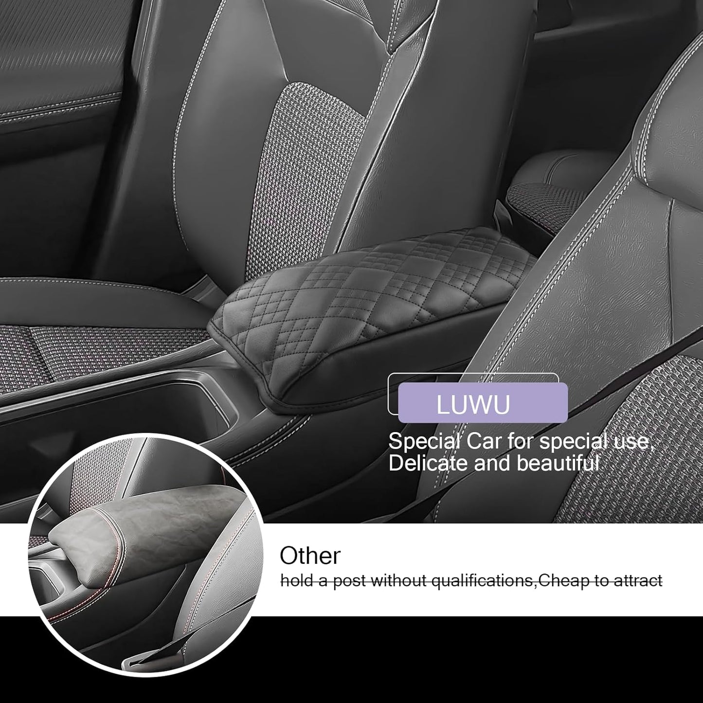 LUWU 2025 Kicks Center Console Cover Compatible with 2025 Nissan Kicks Accessories 2025 Kicks S/SV/SR Armrest Cover Armrest Console Cover (Thick Black)