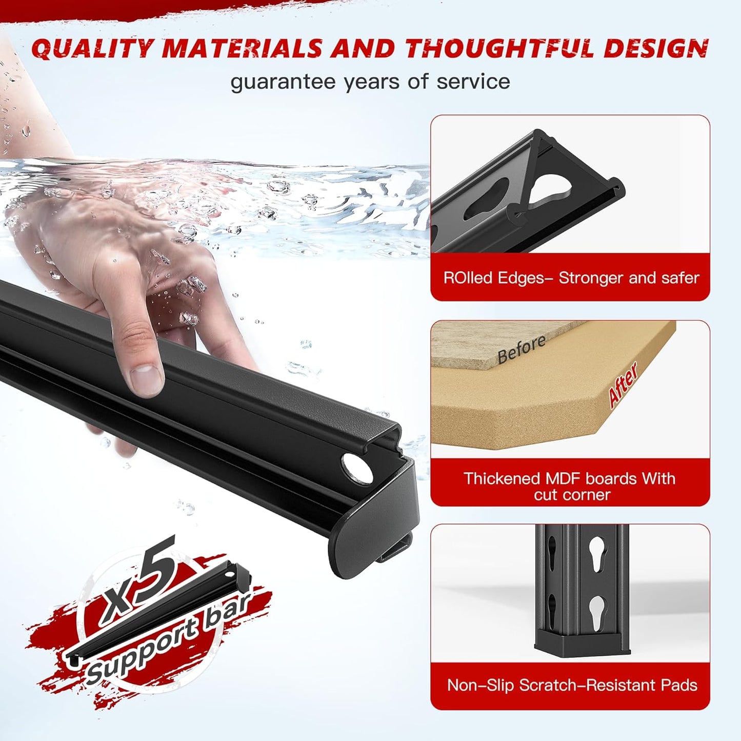 REIBII 2020LBS Storage Shelves 5 Tier Garage Shelving Heavy Duty Adjustable Garage Shelves, Utility Rack Shelf, Shelving Units for Storage Warehouse Pantry Closet, 35.5" W x 11.9" D x 72" H, 3 Pack