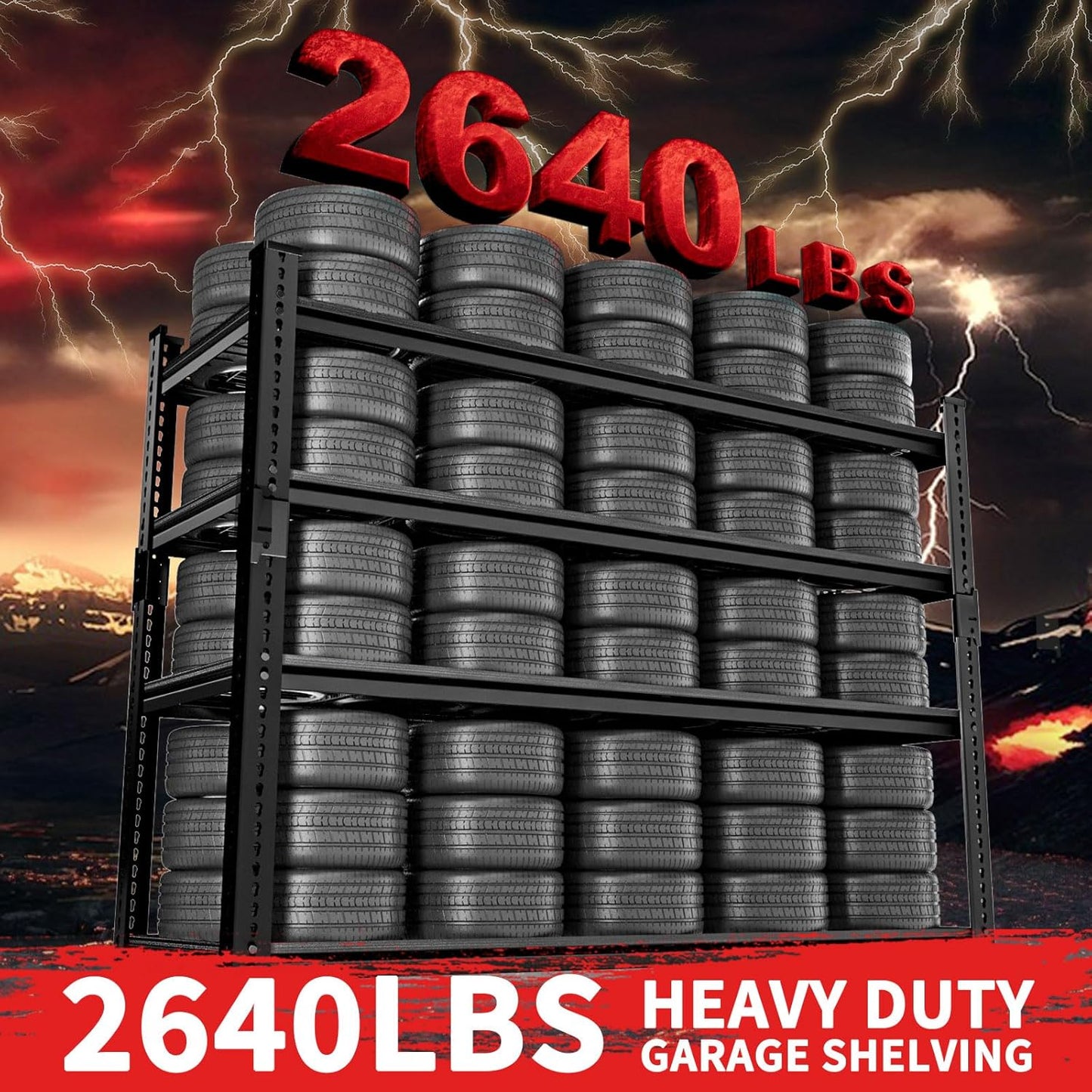 Storage Shelves 3PCS, Garage Shelving Heavy Duty 2640LBS Capacity, 48"L x 18"W x 60"H Adjustable Metal Shelving Organizer Wire Rack, 4 Tier Utility Shelf Unit for Pantry Closet Warehouse Organization