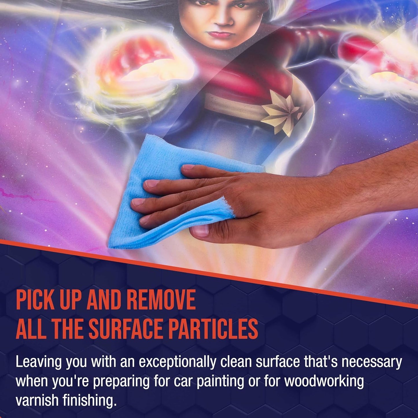 TCP Global - Pure Blue Superior Tack Cloths - Tack Rags (Box of 6) - Automotive Car Painters Professional Grade - Removes Dust, Sanding Particles, Cleans Surfaces - Wax and Silicone Free, Anti-Static