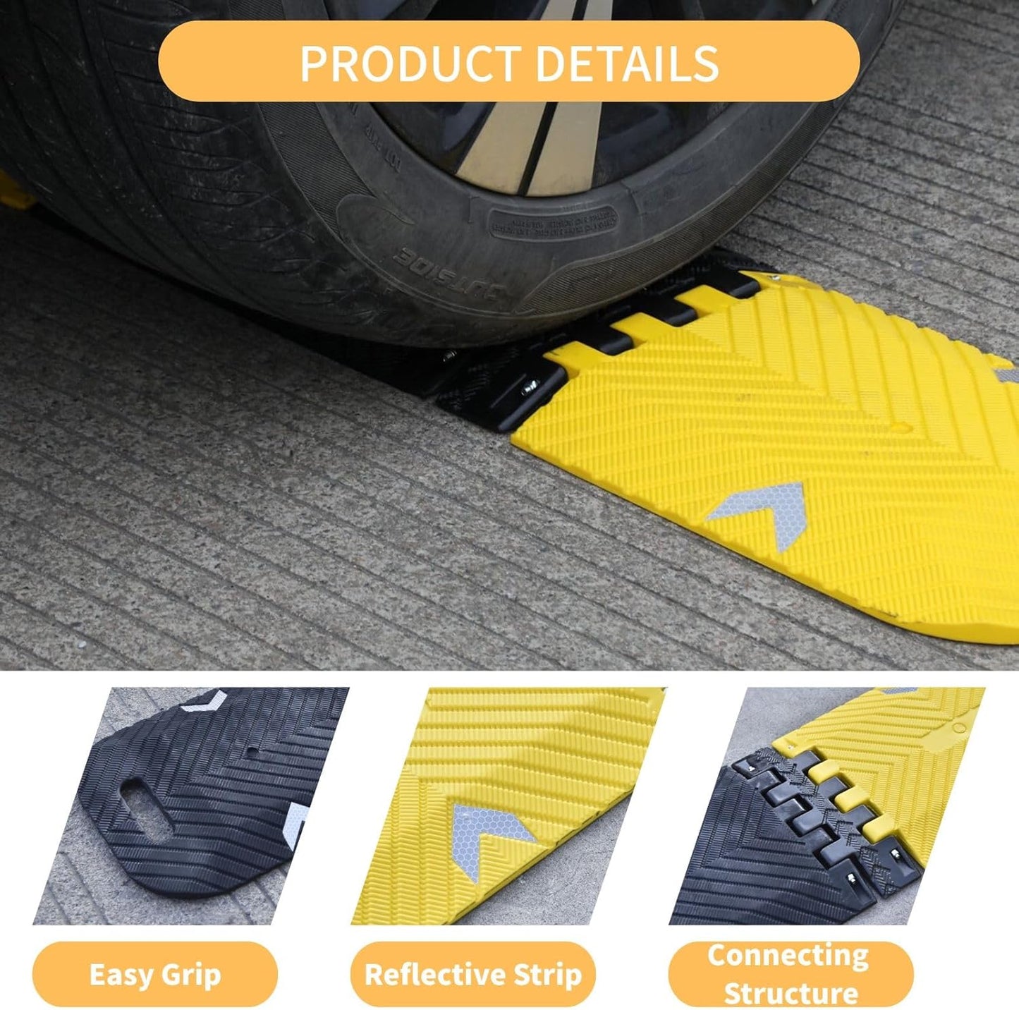 Collapsible Speed Bumps for Road - 10 Ft Portable Traffic Hump for Driveway, Parking, Asphalt to Gravel (Portable Speed Bump 10 Ft)