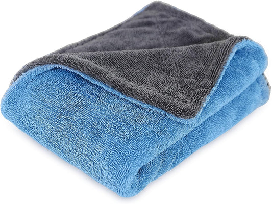 LIVOS Extra Large Car Drying Towel, Twisted Terry Microfiber Towels for Cars, 1000GSM Professional Quick Dry Cleaning Cloth for Car, Scratch-Free, Absorbent Wash Towel, 25" x 36" (Blue&Grey)