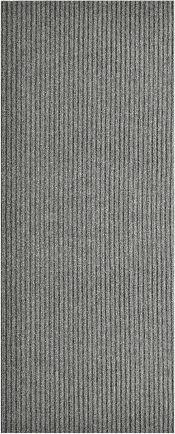 iCustomRug Spartan Weather Warrior Indoor/Outdoor Utility Ribbed Carpet Runner with Non-Slip Thermoplastic Rubber Backing, 3ft X 52ft in Grey