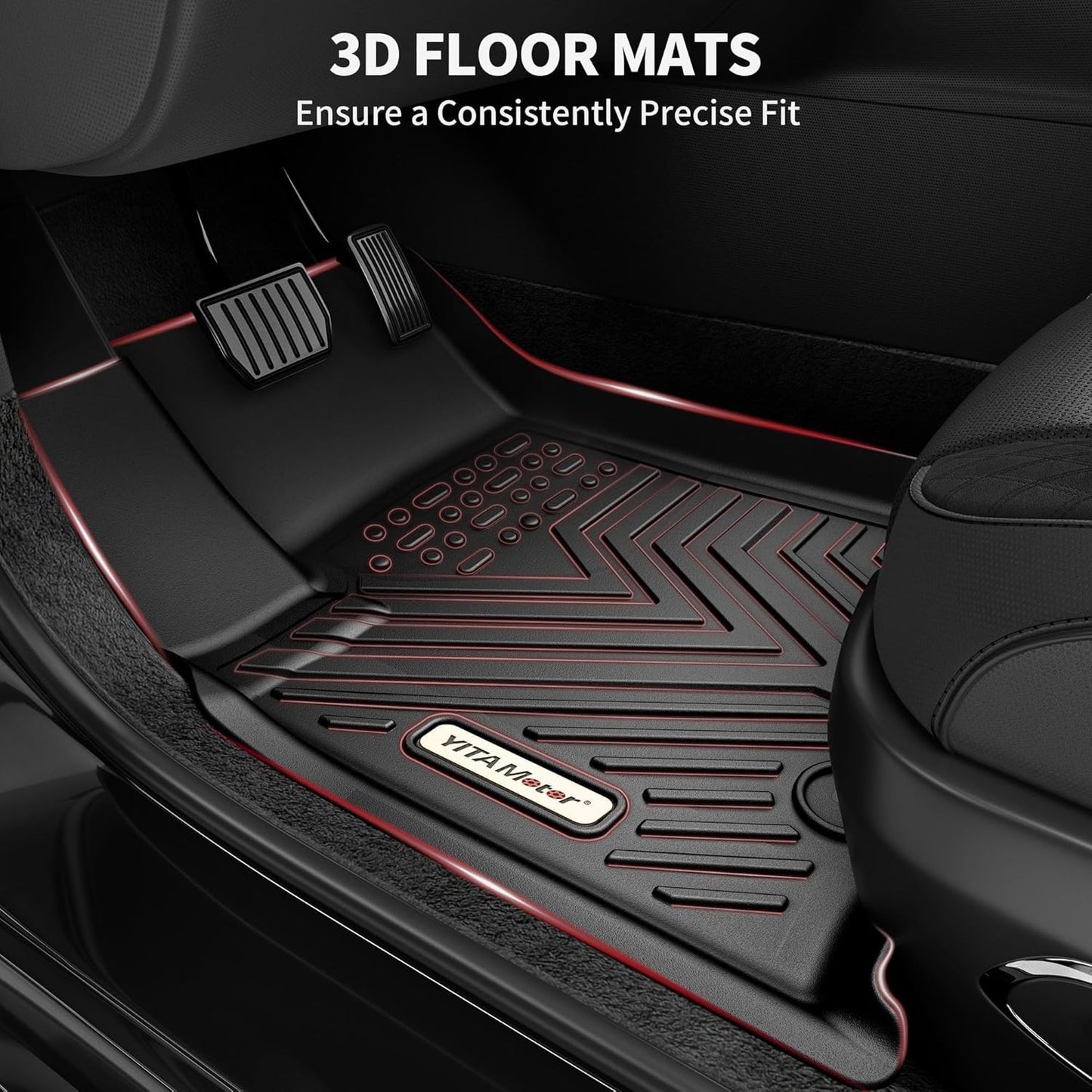 YITAMOTOR Floor Mats & Cargo Liner Compatible with Toyota Sienna 2021-2025 (Only for 7 Seat Without Spare Tire), TPE All Weather Car Liners 1st, 2nd and 3rd Row and Trunk Without Spare Tire, Black