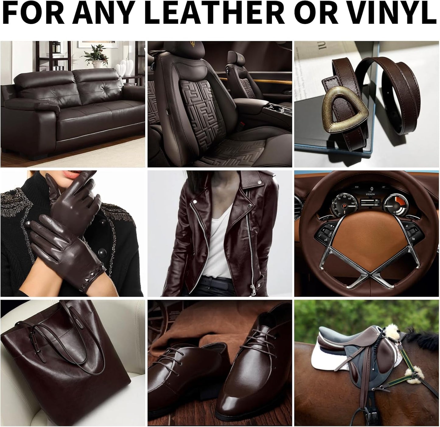 Leather Recoloring Balm,8.5oz Leather Color Restorer,Dark Brown Leather Repair kit for Furniture and Car Interior,Leather Couch Scratch Repair,Leather Dye Paint for Faded,Cracked and Damaged Leather