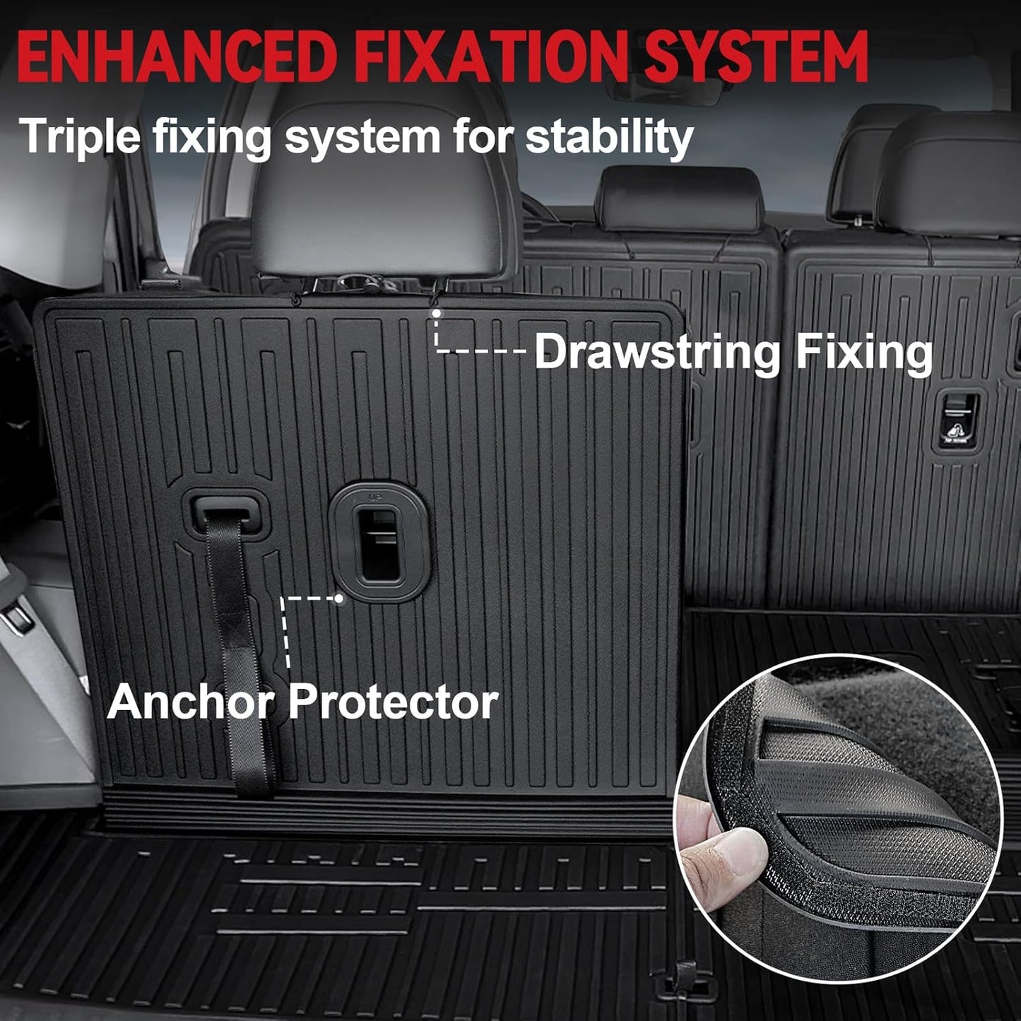 Floor Mats for 2024 2025 2026 Hyundai Santa Fe 6-Seat/7-Seat (Fit Hybrid and Fuel), All Weather TPE Floor Mat and 2-in-1 Cargo Mat with Backrest Mat for Santa Fe Accessories