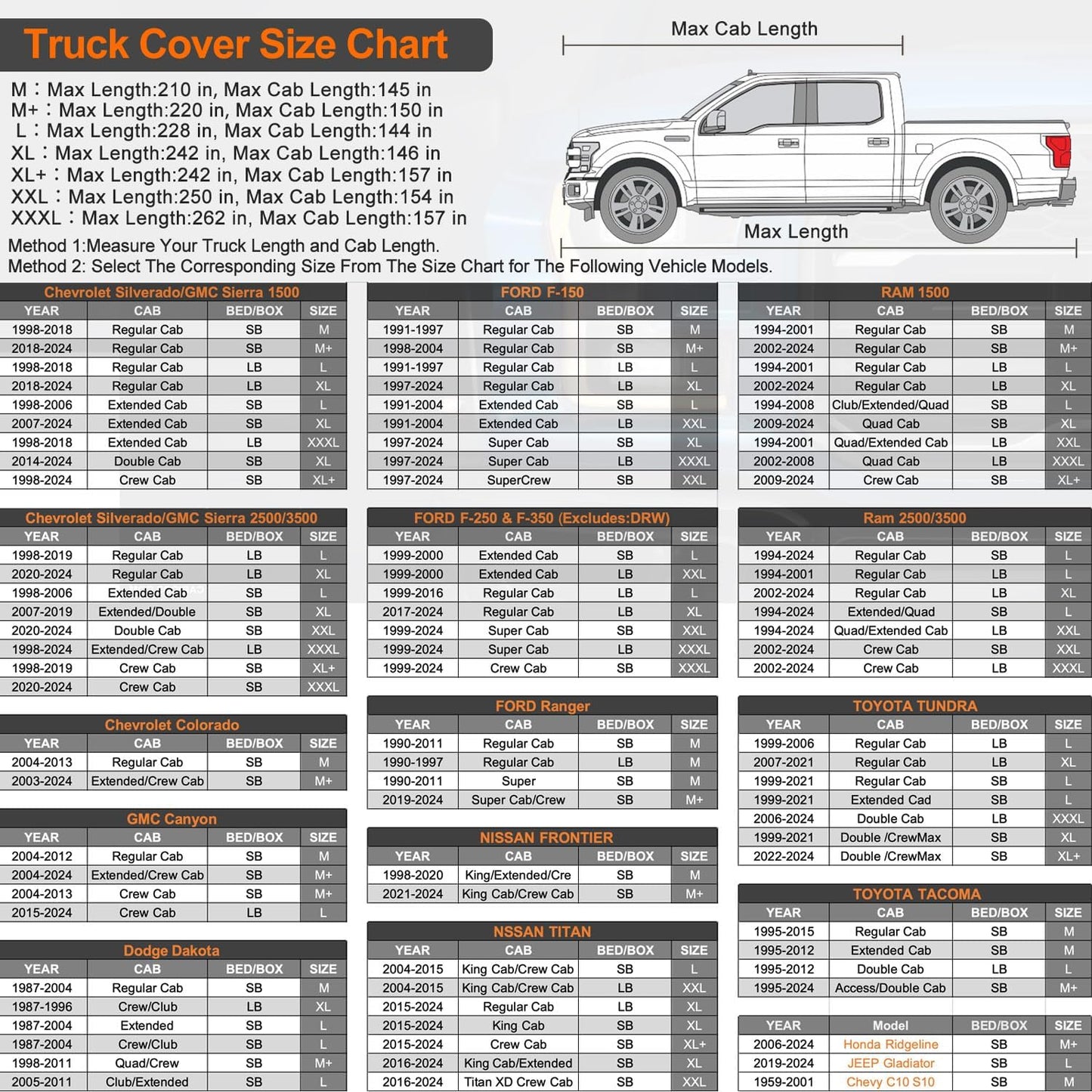 Kayme 6 Layers Truck Cover Waterproof All Weather, Heavy Duty Outdoor Pickup Cover Sun Uv Rain Protection, Universal Fit (Length Up to 228 inch) L