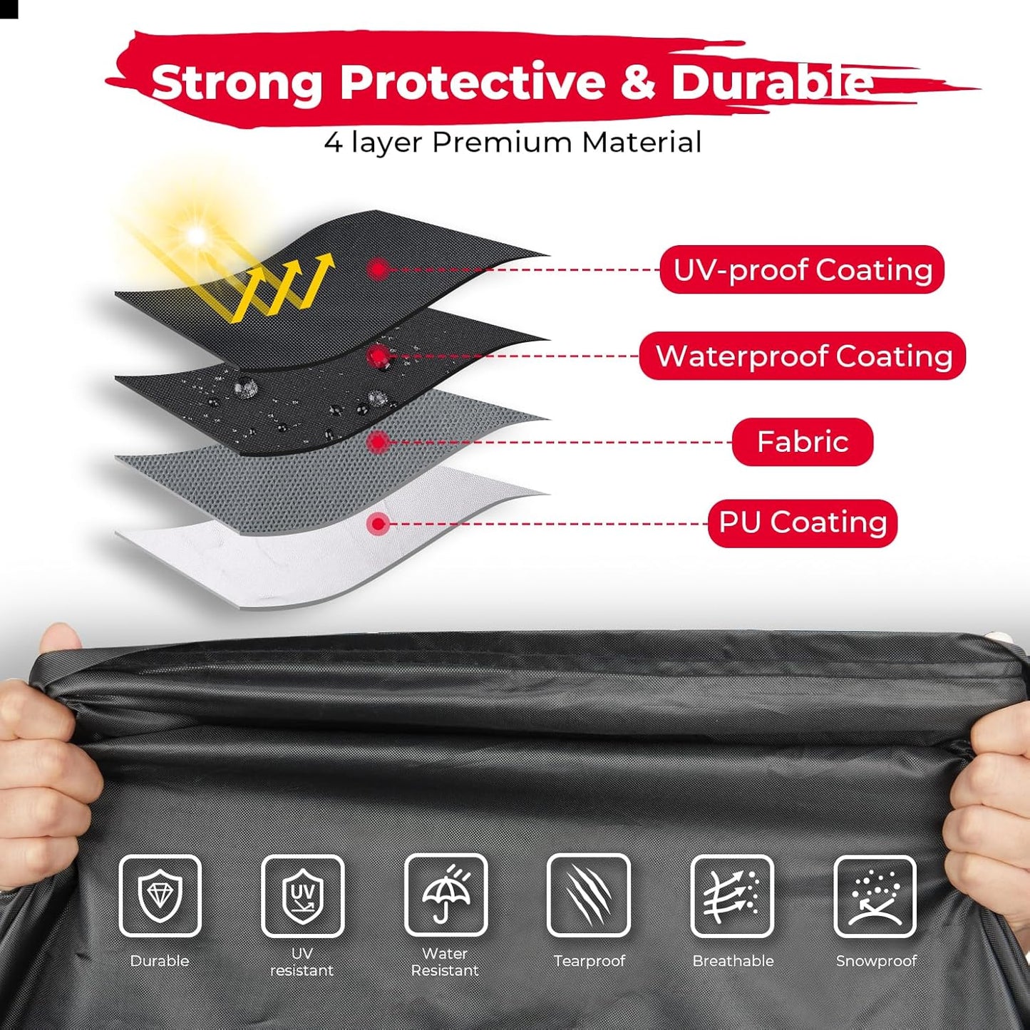 KEMIMOTO PRO XP Cover X3 Heavy Duty UTV Cover 2 Seater Large Size Compatible with Can-Am Maverick X3, Polaris RZR PRO XP, Talon, Commander, YXZ1000R, 2-3 Seater Reflective Strip Sturdy in Wind