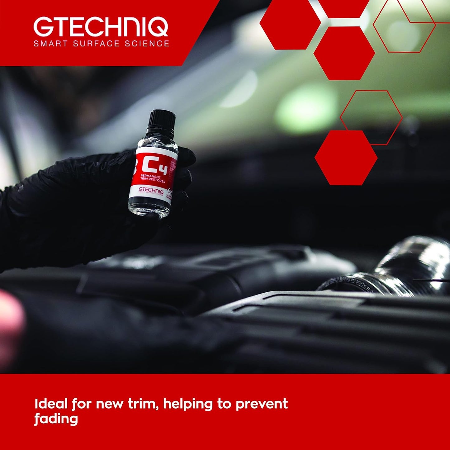 Gtechniq C4 Permanent Trim Restorer 15ml - Revitalize Tired, Faded, Discoloured Car and Vehicle Trim - Premium Weather Protection, UV Resistant, Leaves No Unattractive Gloss - 2 Year Durability