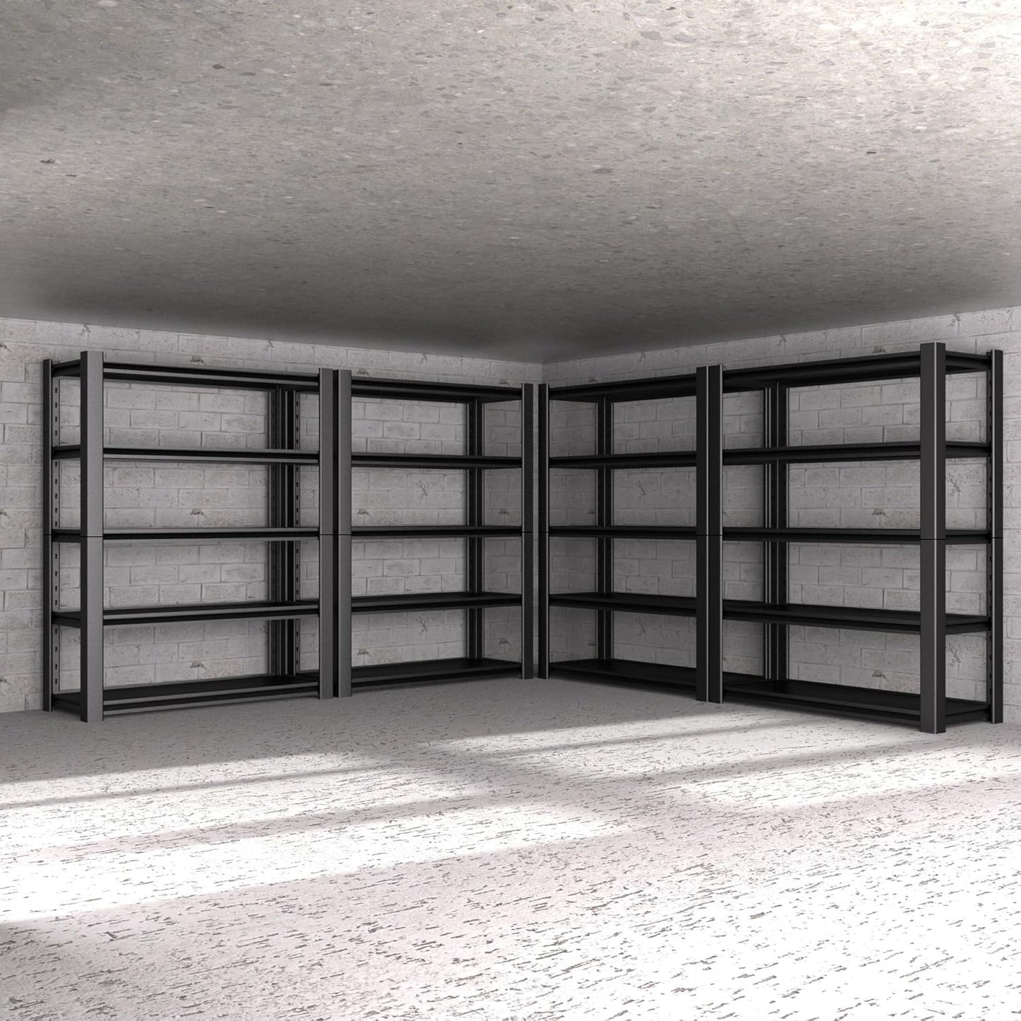 5-Tier Heavy Duty Garage Shelving Unit, 3000 LBS Capacity Metal Storage Rack 72" H x 48" W x 20" D, Adjustable Steel Shelves for Garage, Warehouse, Basement, Pantry, Workshop.4 Pack