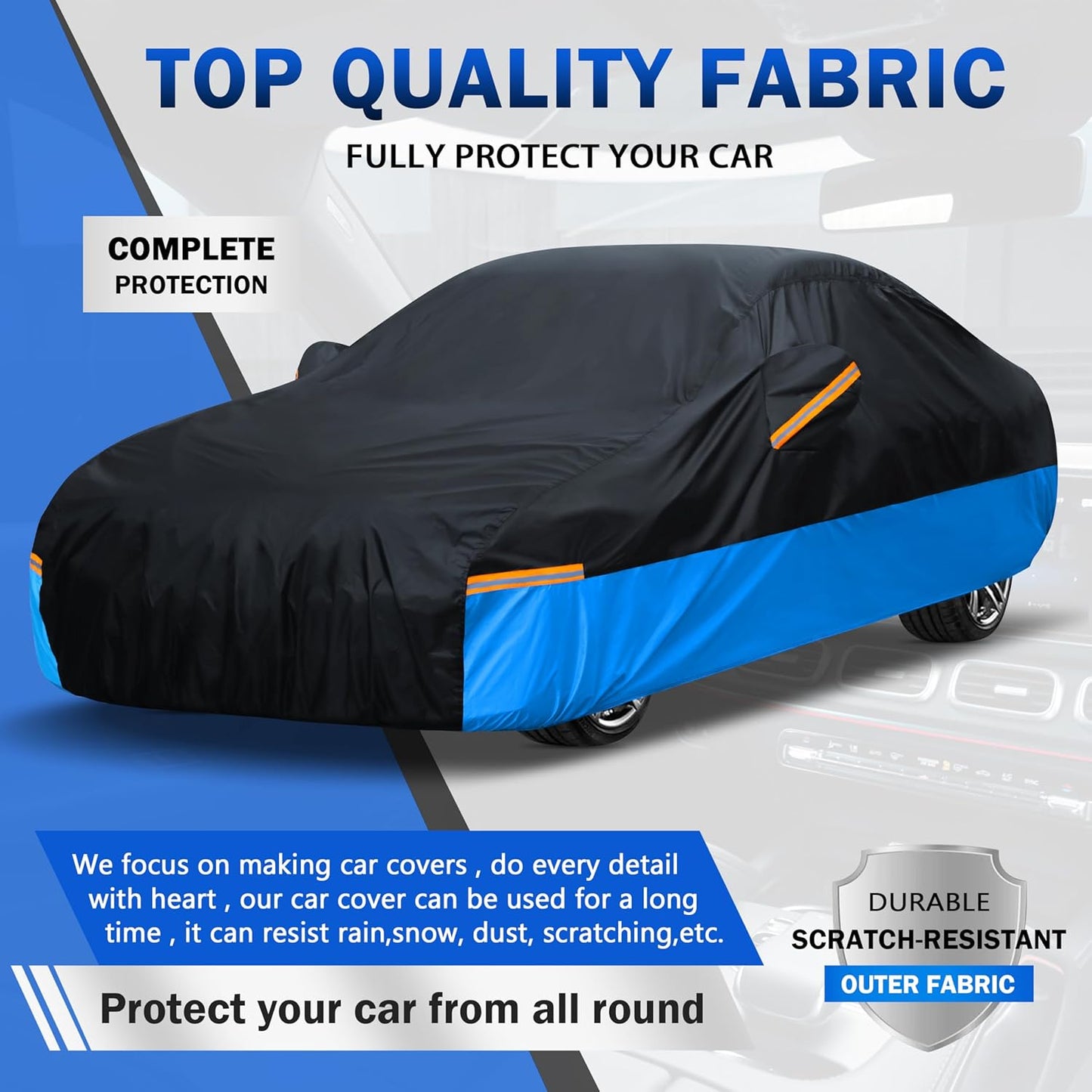 Car Cover Waterproof All Weather Outdoor Windproof Dustproof UV Protection Fit Coupe Audi e-tron GT,Chvrolet Camaro/Monte Carlo,Dodge Challenger/Charger,Honda Clarity etc.