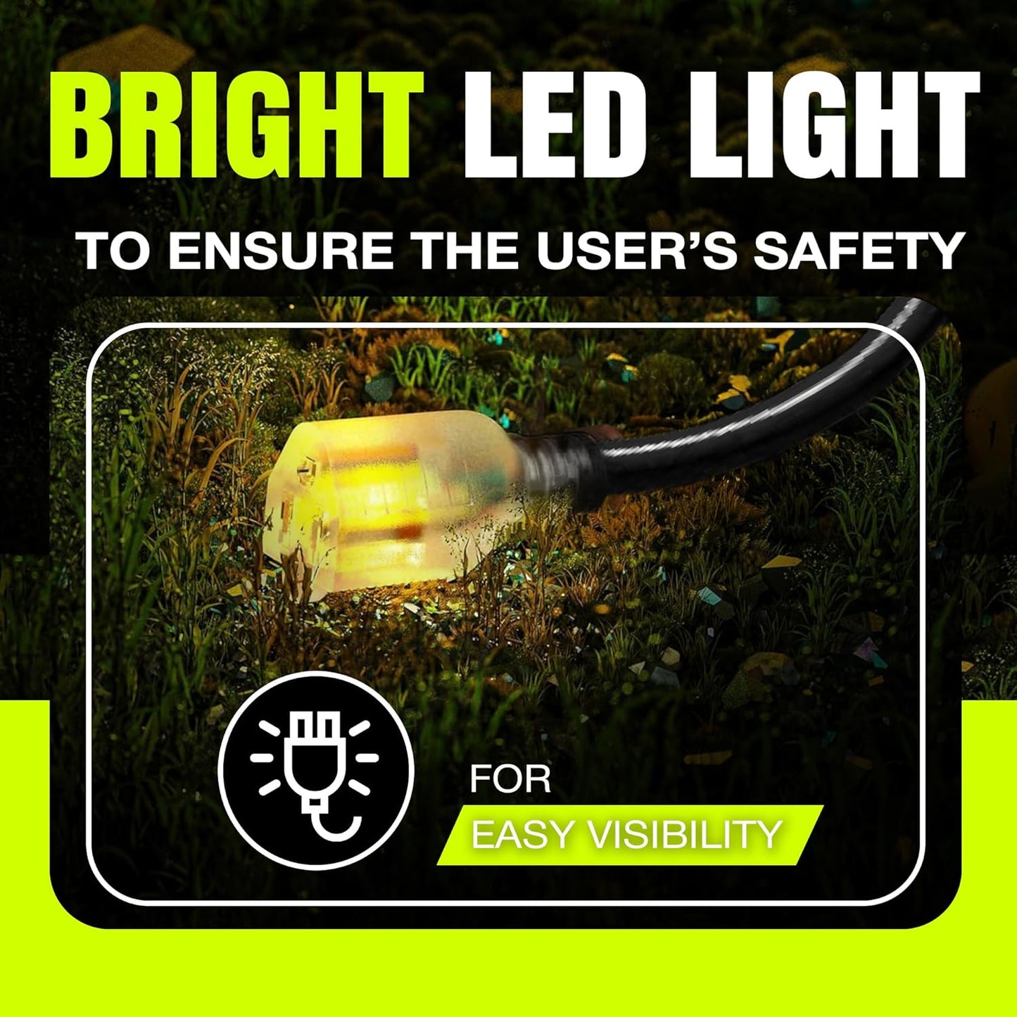 100ft Outdoor/Indoor Extension Cord 14/3 Gauge Heavy Duty 3 Prong SJTW, Waterproof, Flexible Cold-Resistant Long Power Cord,13A 125V 1625W, Black by LifeSupplyUSA