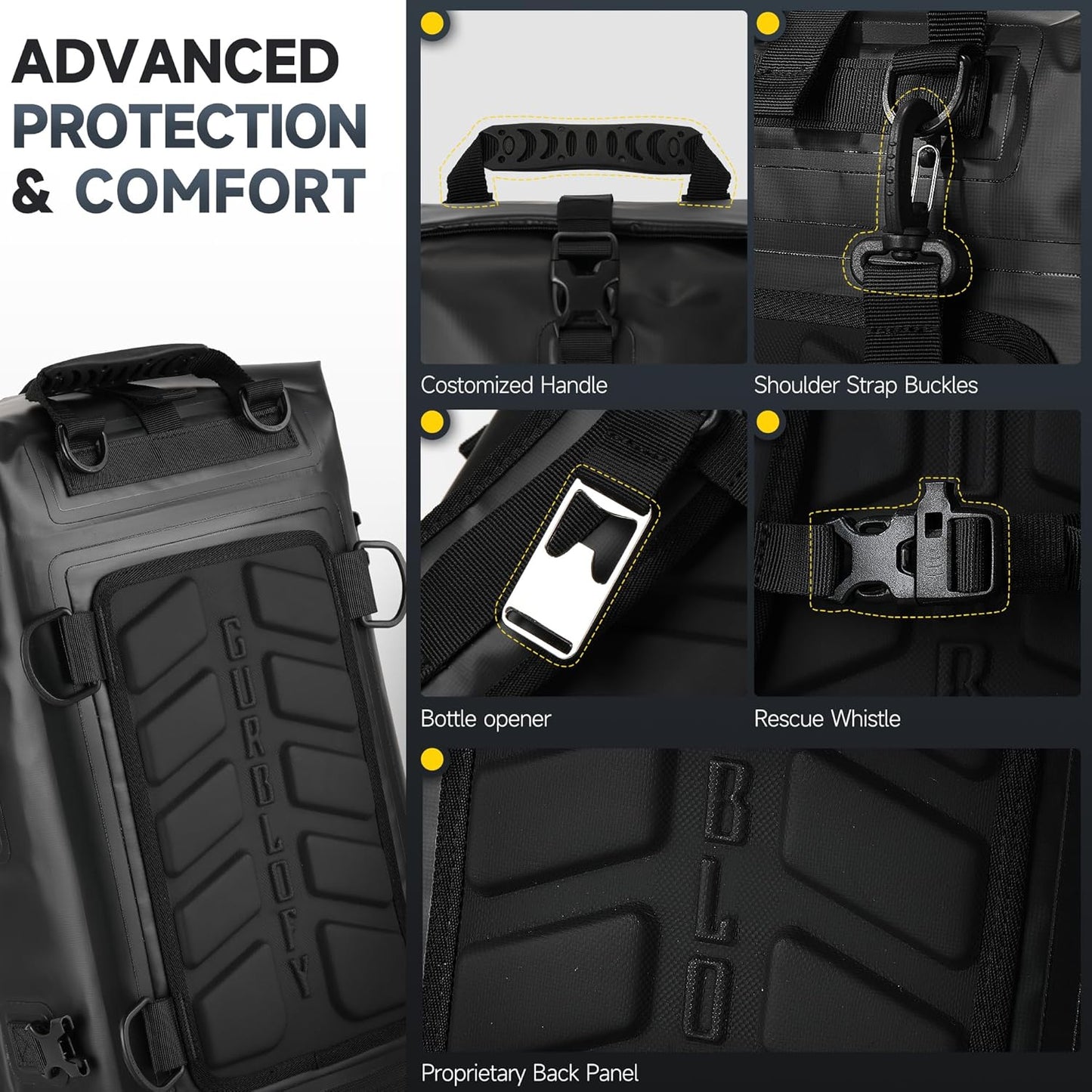 Motorcycle Tail Bag, 15L Waterproof Motorcycle Saddle Bag, 2 Size and 3 Color Options Travel Bag, PVC Luggage Bag, Rear Seat Bag, Classic Black GT-15BL