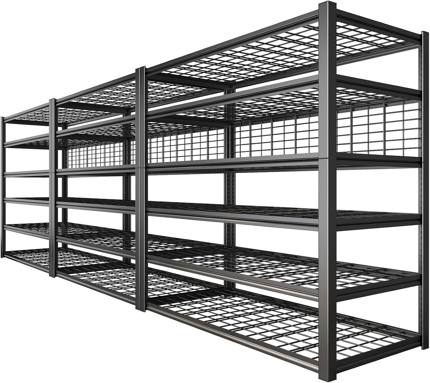 REIBII 84" H Garage Shelving, 6-Tier Storage Shelves Heavy Duty Loads 3500LBS, 48" W Adjustable Garage Shelves, Metal Shelving for Basement, Warehouse, 84" H x 48" W x 20" D, 3PC