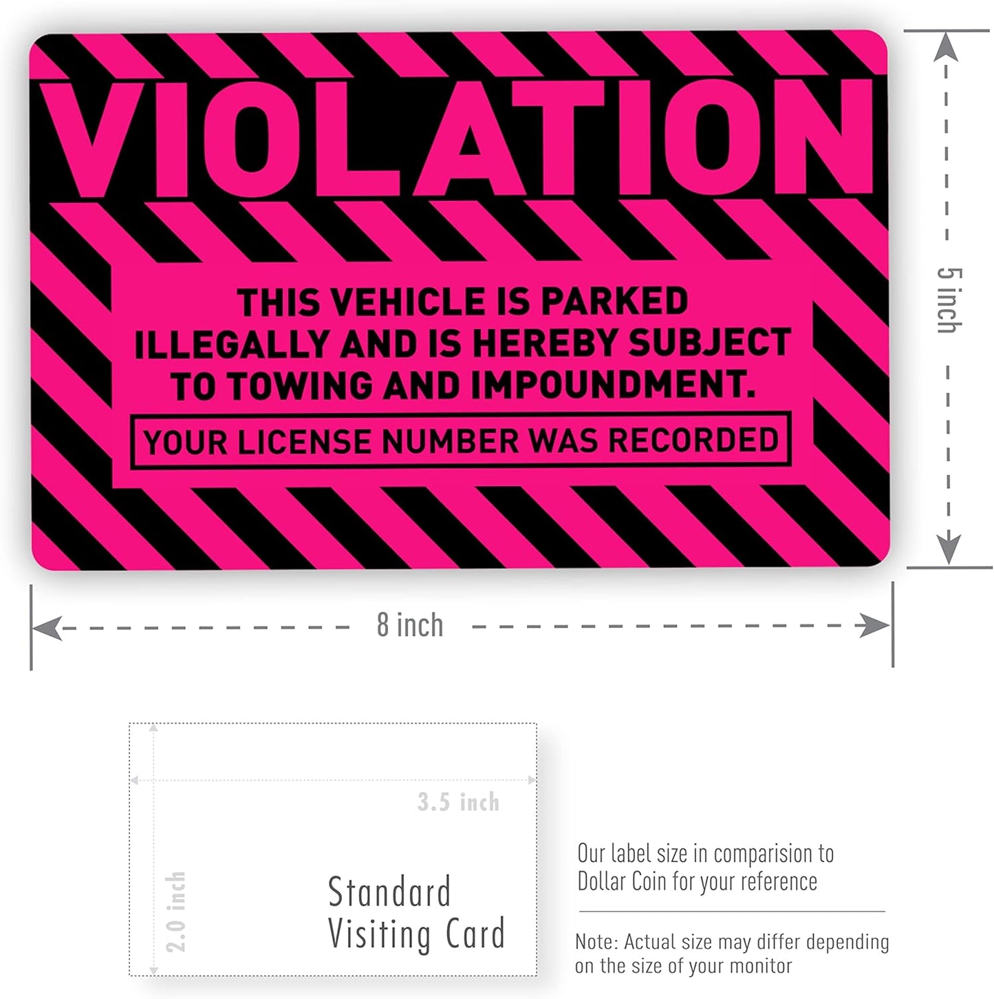 easykart labels 50 Parking Violation Stickers,5 x 8 inch “Violation - Vehicle Illegally Parked, Subject to Towing/Impoundment” Parking Violation Stickers with Permanent Adhesive, Fluorescent