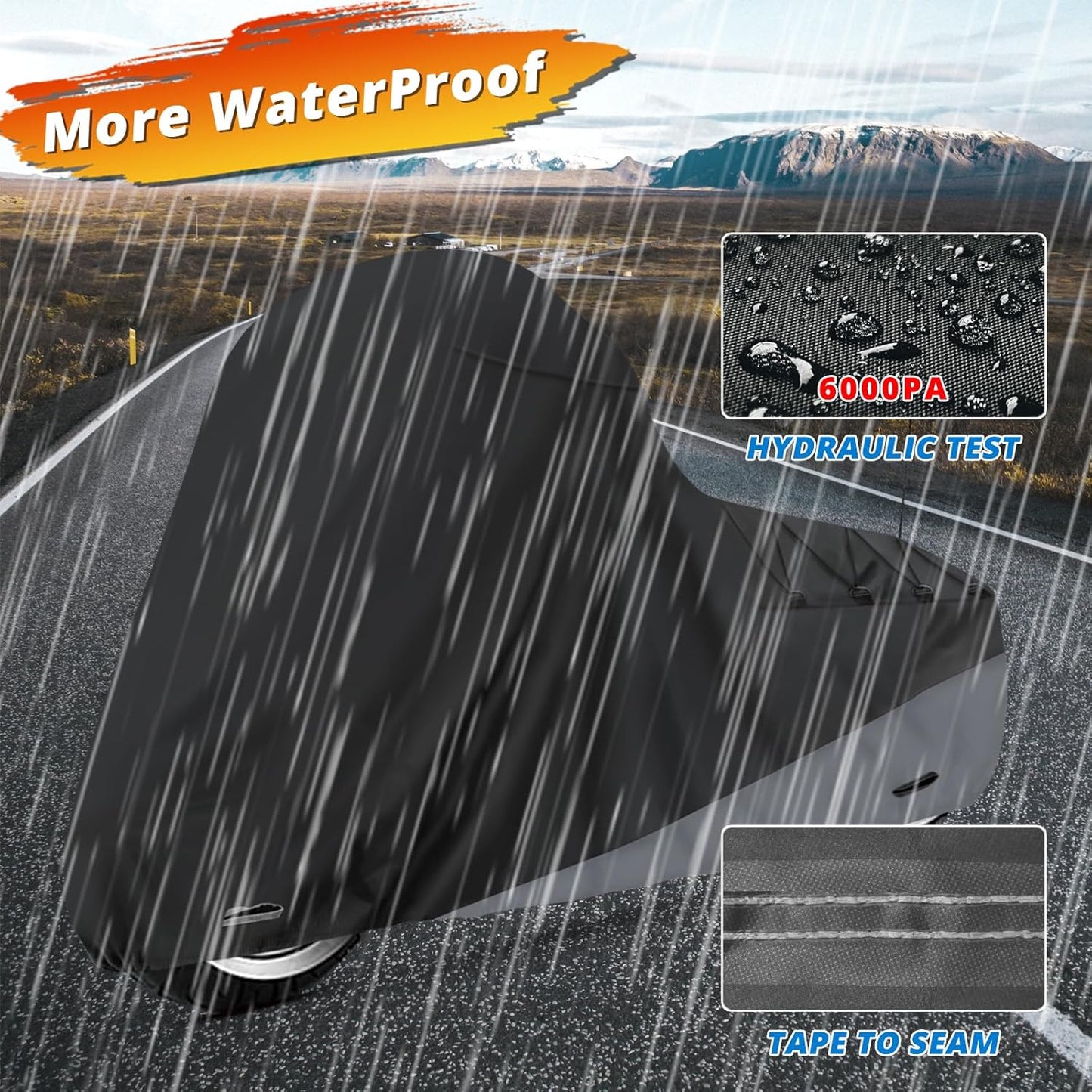 XYZCTEM Motorcycle Cover for Touring Models Harley Davidson Road King Road Glide Street Glide Electra Glide Low Rider-ST Indoor & Outdoor All Weather Protect from Dust Sunlight Rain, Black