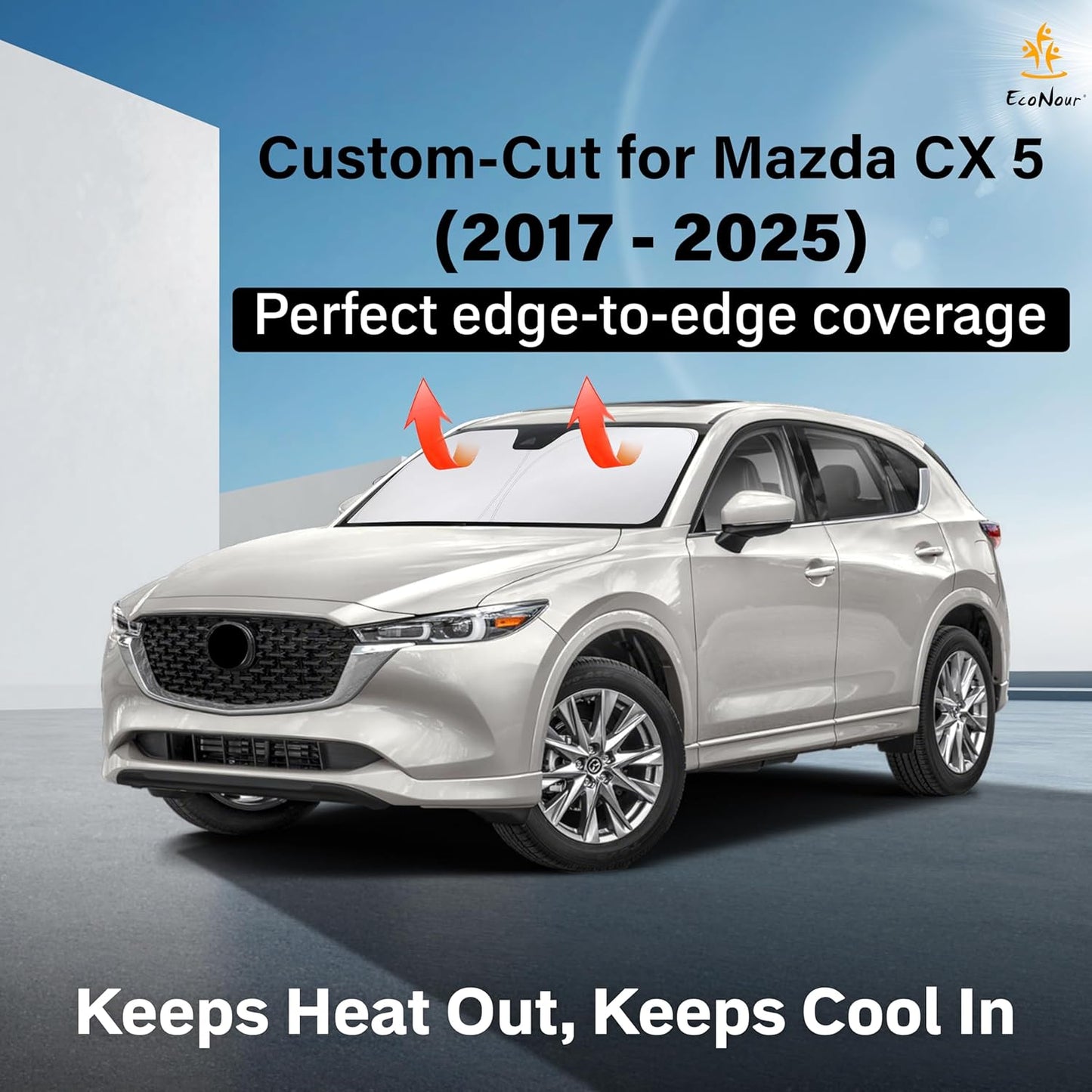 Econour Windshield Sun Shade for Mazda CX-50 2017-2025 CX50 Accessories Window Sunshade Sun Visor Protector Foldable Blocks UV Rays Keep Your Car Cooler