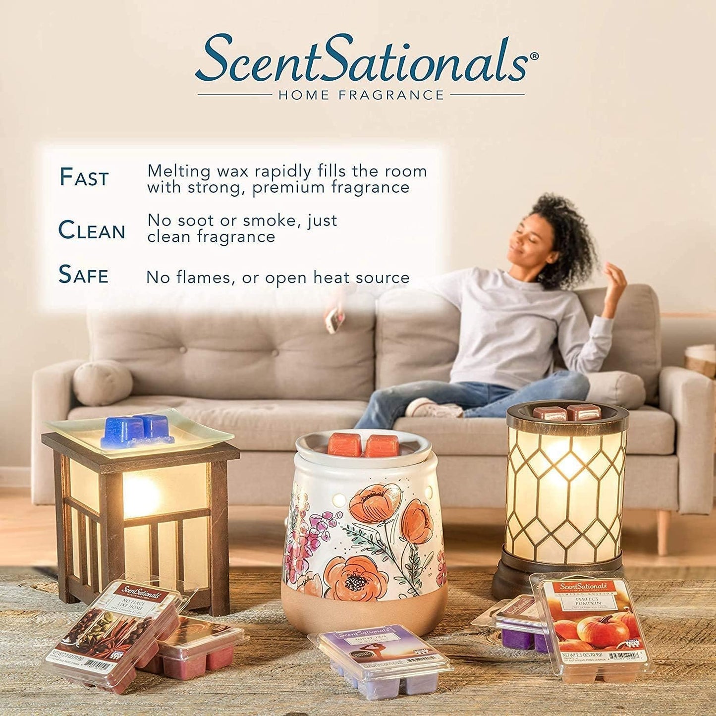 Scentsationals Wax Melts, Wax Cubes Strong Scent - Warm White Sands - Long Lasting Scented Wax Melts for Warmer, 10oz (24-Cubes)