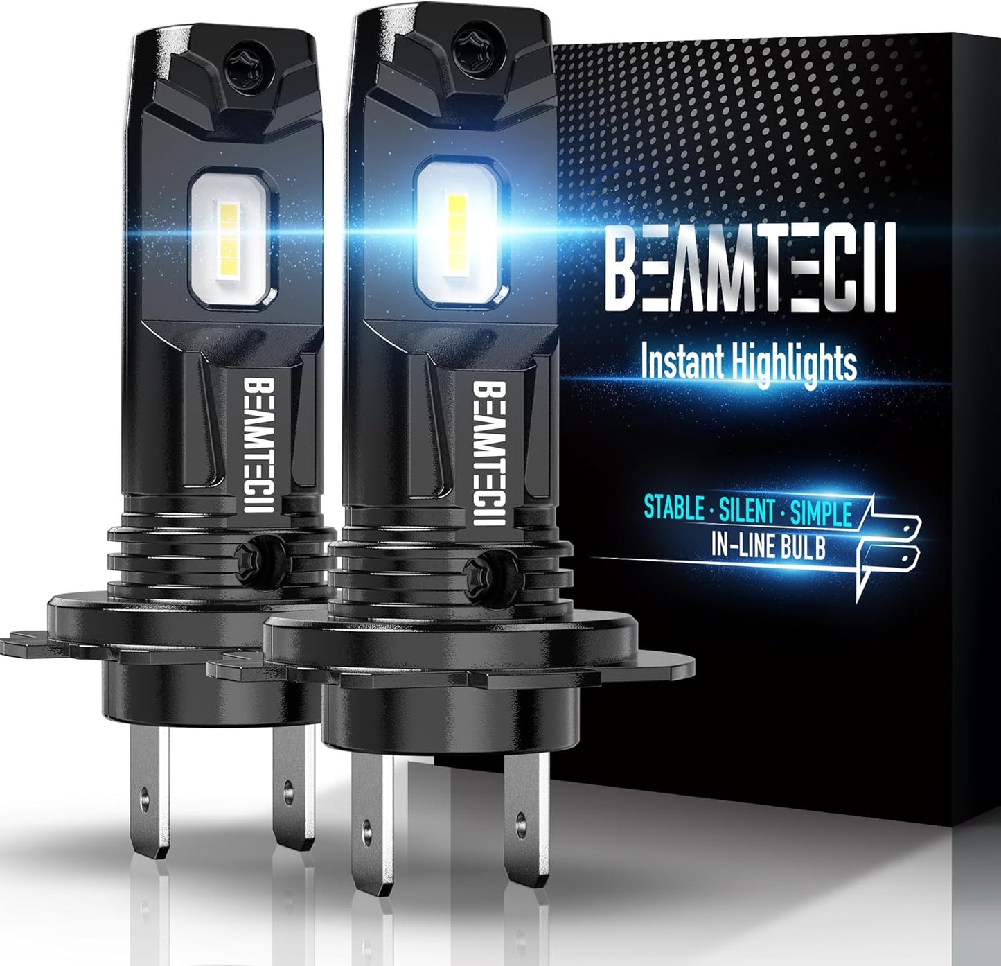 BEAMTECH H7 Fog Light Bulb Fog Light 6500K Xenon White Fanless In Line Pack Of 2