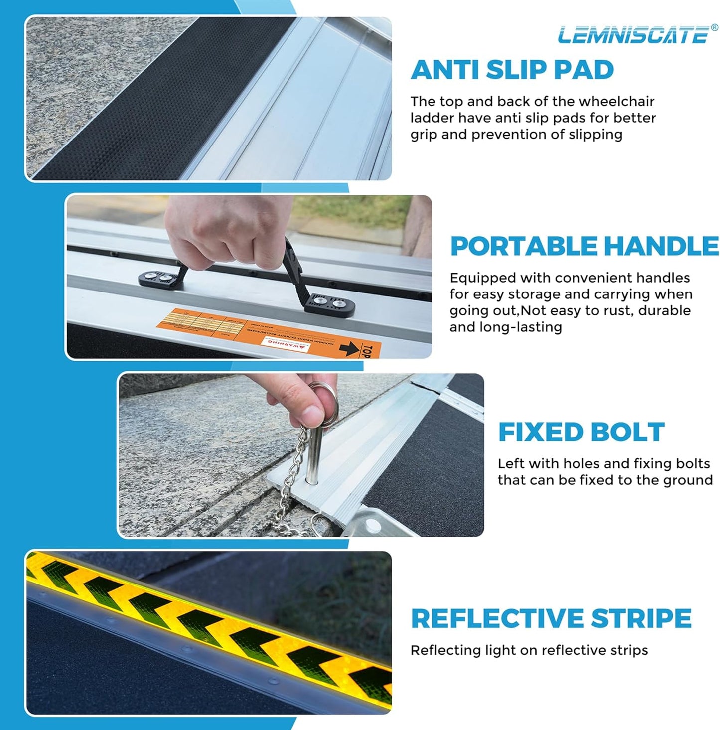 LEMNISCATE 10FT Wheelchair Ramp for Home Steps, 120" Lx29.2 W, Non-Skid Portable Handicap Ramps for Wheelchairs for Home Entry, Doorways, Shed, Stairs, Curbs, Walkers, Scooter, 800LBS Capacity