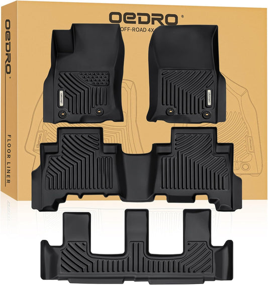 OEDRO Floor Mats for 2024-2013 Toyota 4Runner 7 Seater, Custom Fit TPE All-Weather 4Runner Car Mats Includes 1st, 2nd Row & 3rd Row Floor Liners, Black