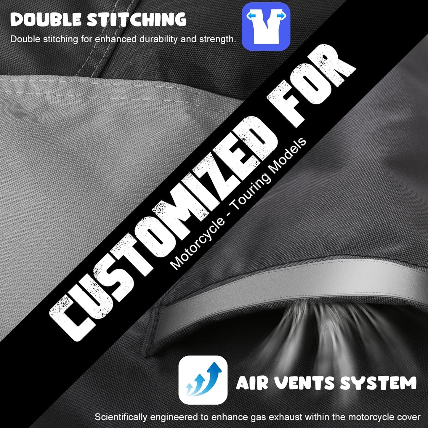 Motorcycle Cover 420D Heavy Duty All Season Universal Weather Waterproof Outdoor Protection 86" XL Vehicle Cover/Black