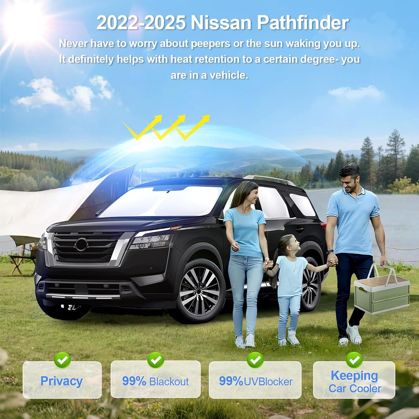 8pcs Car Window Shades for Nissan Pathfinder2022-2025 Accessories,Windshield Side Rear Full Sunshade,Sun Visor UV Blocking, Privacy Protection and Blackout for Camping Outdoor