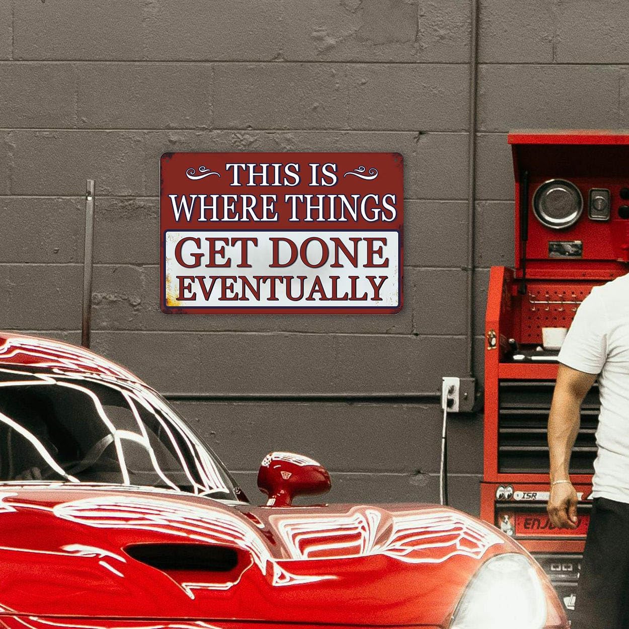 Funny Metal Garage Signs For Men Shop Sign Garage Wall Decor Dad Garage Tin Sign Vintage This Is Where Things Get Done Eventually Sign Mechanic Work Shop Accessories Man Cave Signs Office Decor