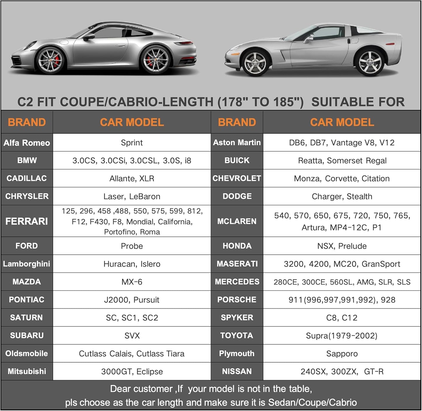 Kayme 6 Layers Car Cover Waterproof All Weather for Automobiles, Outdoor Full Cover Rain Sun UV Protection, Universal Fit for Porsche 911 996 997 991 992, Chevrolet Corvette, Acura NSX (178-185 inch)