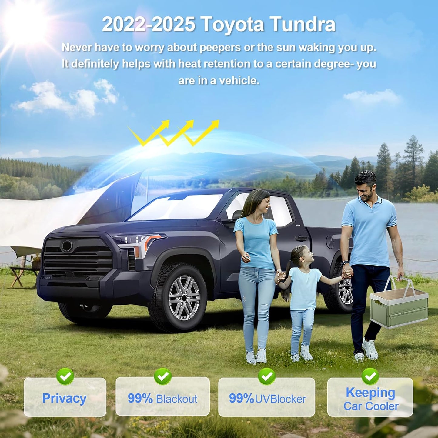 6pcs Car Window Shades for Toyota Tundra 2022-2025 Accessories,Windshield Side Rear Full Sunshade,Sun Visor UV Blocking, Privacy Protection and Blackout for Camping Outdoor